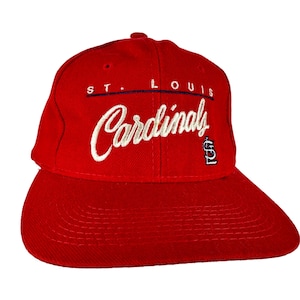 Vintage Snapback Baseball Hat St Louis Cardinals Drew Pearson Chalk Line MLB Red
