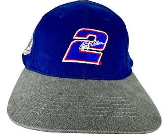 VTG Rusty Wallace #2 NASCAR Hat Blue Strap Baseball Cap Car Racing Miller Lite