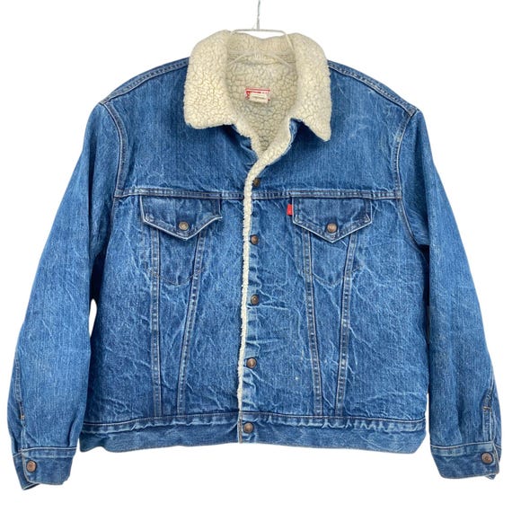 Vintage Levis Denim Trucker Jeansjacke Sherpa gefüttert USA Utili
