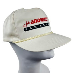 Vintage John Andretti Snapback Baseball Hat Cap Fan Club OSFA White Embroidered