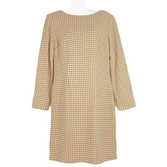 Chadwicks Shift Dress Beige Houndstooth Knee Length Classic Business Casual 12 Chadwicks Shift Dress Beige Houndstooth Knee Length Classic Business Casual 12