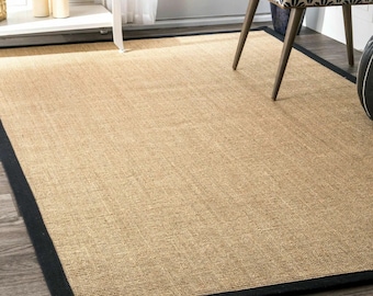 natural jute rug border with the combination of hemp, jute and sisal for home decor, outdoor decor in all custom sizes