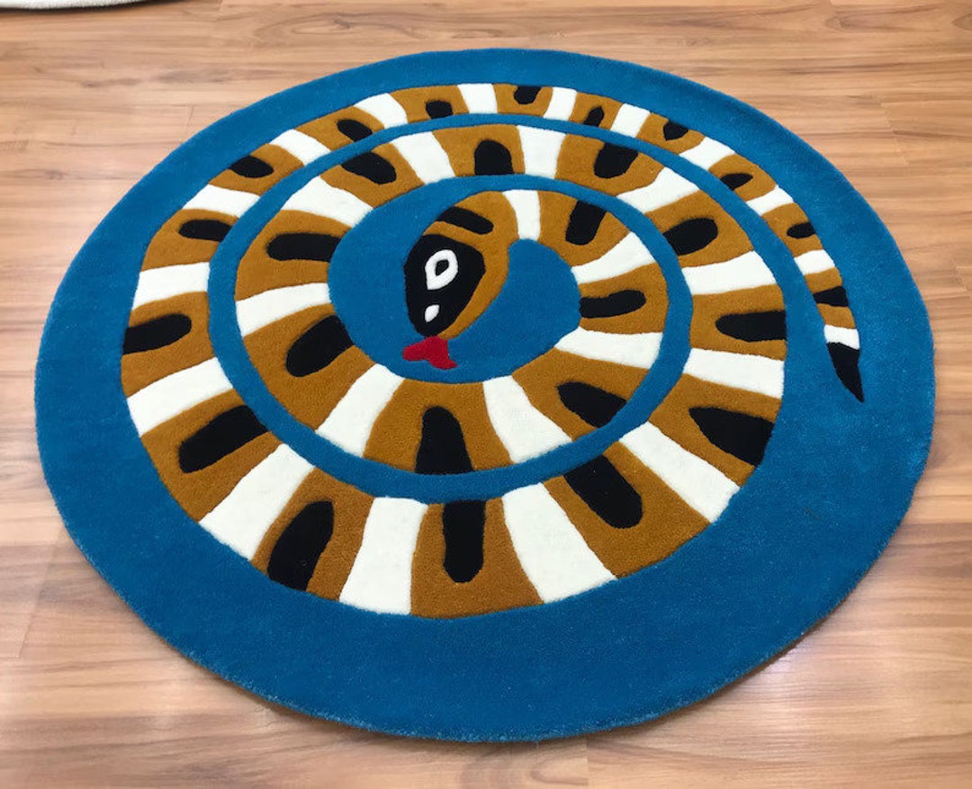 Snake Round Modern New Hand Tufted Rug Anime Rugs Home Decor Rug Multi ...