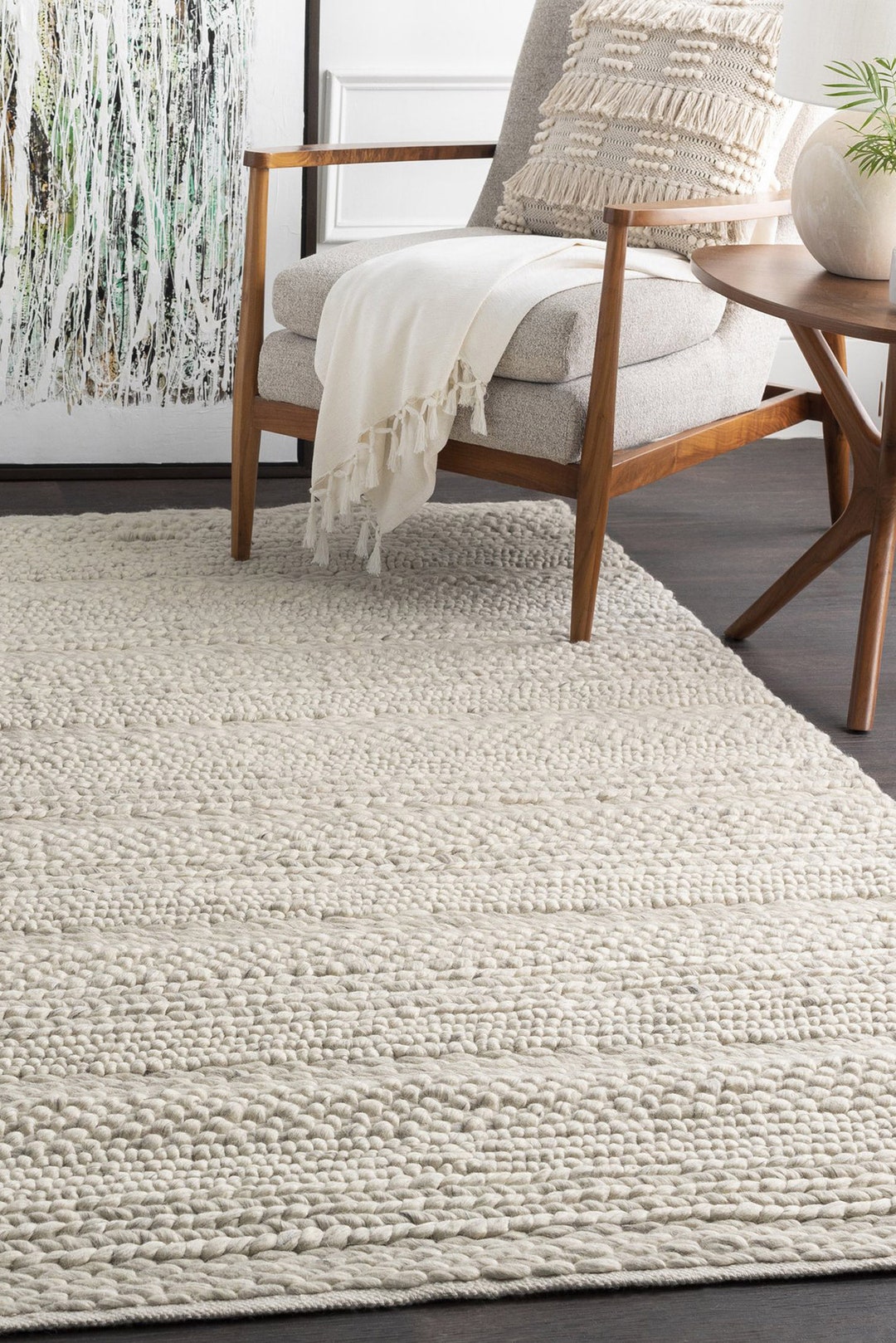 5'x8' 6'x9'8'x10'8'x11'9'x12'10'x13 Rug Hand-knitted Chunky Wool Indoor ...