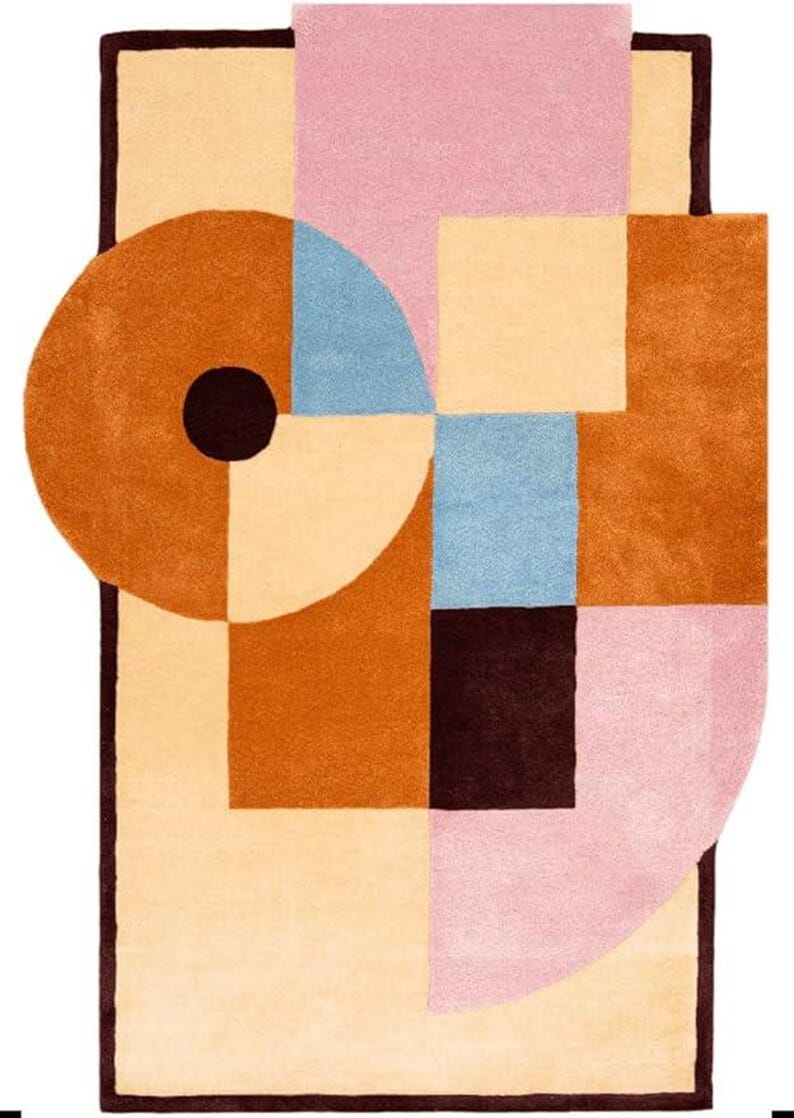 Area Rug 8x10, 9x13 10x10, 10x14 Woolen Carpet Geometric Design Hand