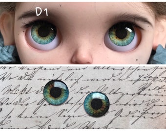 handmade blythe doll glass eye chips natural D icy doll glass eyechips with shimmer