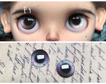 NEW！blythe eye glass chips handmade natural F with shimmer