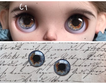 handmade blythe glass eye chips natural style C with shimmer