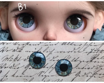 Handmade blythe doll glass eye chips natural style B with shimmer