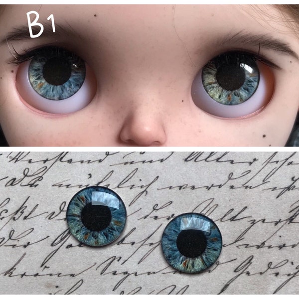 Handmade blythe doll glass eye chips natural style B with shimmer