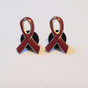 Burgundy Cancer Awareness Ribbon Lapel Pin Multiple Melanoma and other important causes