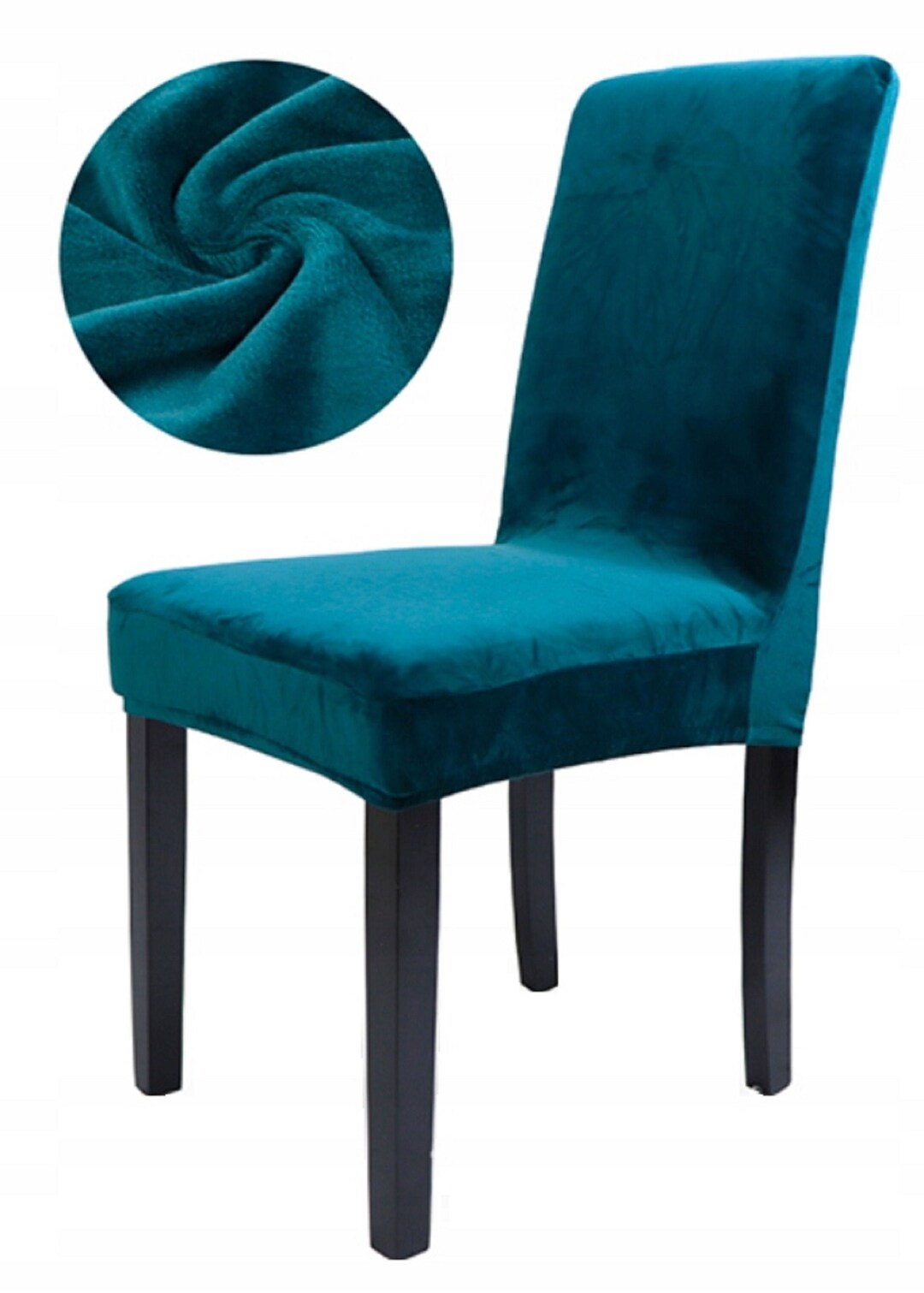 TURQUOISE Velvet Chair Cover / Stretch Chair Cover / Glamour Etsy