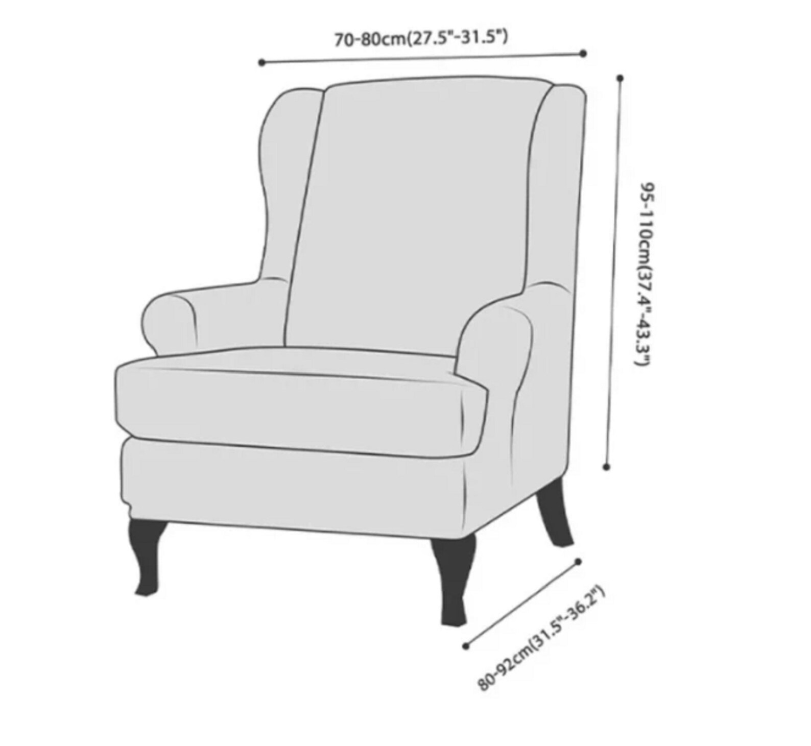 Flexible VELVET Armchair Cover / Wing Armchair Slipcover/ DARK Etsy