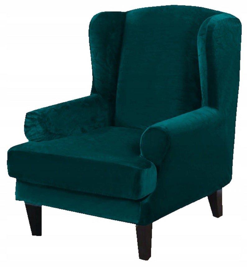 Flexible VELVET Armchair Cover / Wing Armchair Slipcover/ DARK Etsy