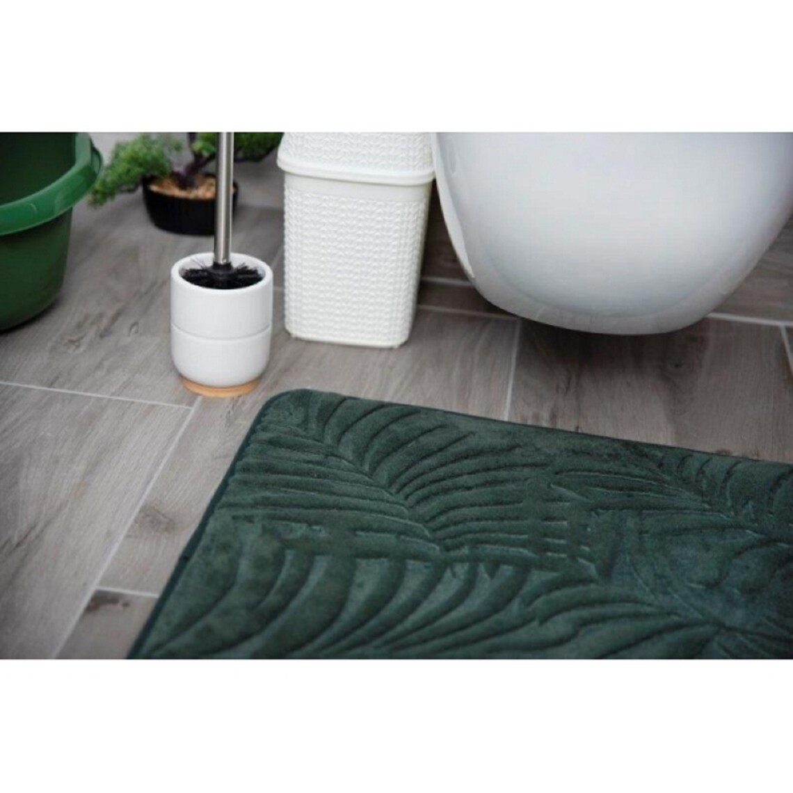 2 X DARK GREY LEAF Bathmatte / Set of Two Bathroom Rugs / Dark Etsy