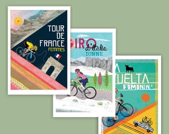 Stampe artistiche del Grande Giro di ciclismo femminile: Francia, Italia, Spagna