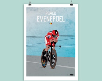 Cycling art print, Remco Evenepoel artwork, Vuelta a España winner 2022, bike art print - various sizes