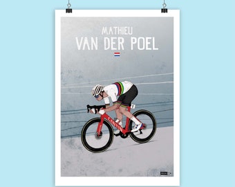 Cycling art print, Mathieu van der Poel artwork, world champion 2023, bike art print - various sizes