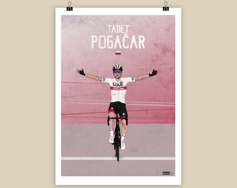 Cycling art print, Tadej Pogačar artwork, Tour De France winner 2020, 2021, bike art print - various sizes
