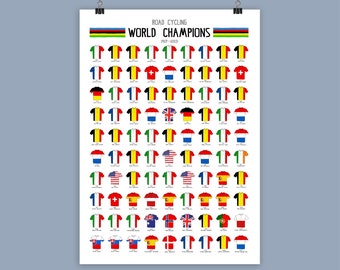 Cycling Art Print / World Cycling Champions 1927-2023 / Cycling wall art / Cycle Poster Print