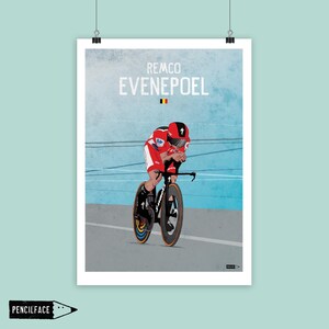 Stampa artistica di ciclismo, opera d'arte di Remco Evenepoel, vincitore della Vuelta a España 2022, stampa artistica di bicicletta - varie dimensioni