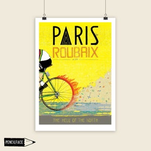 Cycling Art Print / Paris-Roubaix Monument Cycle Race Poster / 'The Hell of the north' / Spring Classic Artwork Print