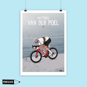 Stampa artistica di ciclismo, opera d'arte di Mathieu van der Poel, campione del mondo 2023, stampa artistica di bicicletta - varie dimensioni