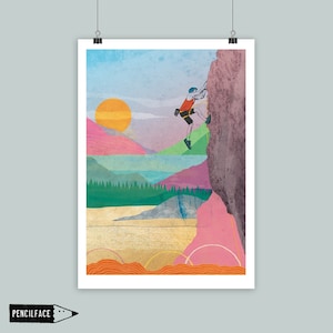 Impressão de arte de escalada, escalador, arte de escalada, boulder, pôster de arte de escalador