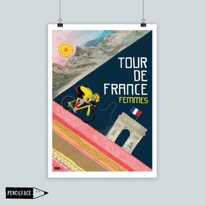 Stampa artistica di poster ciclistico, stampa artistica femminile del Tour de France, poster della gara ciclistica Grand Tour - varie dimensioni
