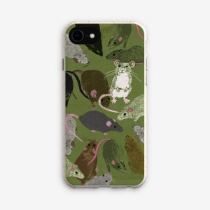 Rat art phone case, eco-friendly or tough case, Mouse/rodent art phone case, iPhone 11, 12, 13, 14, Samsung models