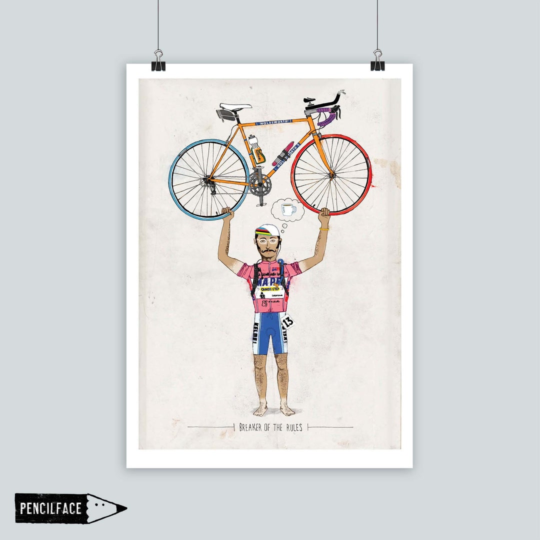 Cycling Art Print, 'breaker of the Rules', Inspirational Cycle Poster Print, Velominati Rules