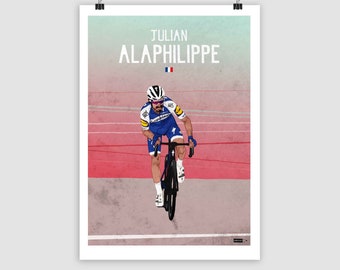 Cycling art print, Julian Alaphilippe artwork, 2 x world champion, bike art print - various sizes