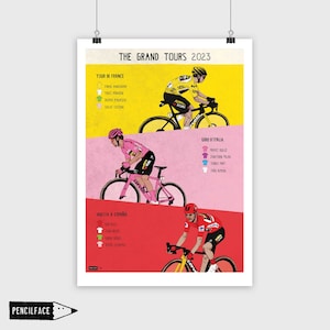 Impresión de arte ciclista, Grandes Vueltas 2023, Impresión de póster de bicicleta, Tour de Francia, Vuelta a España, cartel ciclista Giro d'Italia