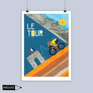Stampa artistica del ciclismo, poster artistico della gara ciclistica del Tour de France Grand Tour, opera d'arte del ciclismo