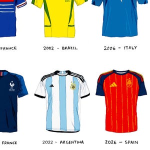 Football World Cup Winners Art Print, Poster: Soccer History Wall Decor, Spain 2026 Champions image 2