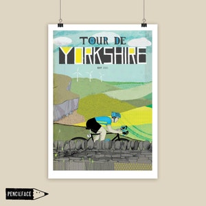 Stampa artistica di ciclismo, poster della gara ciclistica Tour de Yorkshire, regalo di ciclismo, arte murale di ciclismo