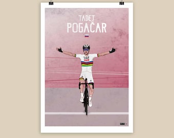 Cycling Art Print: Tadej Pogačar, Tour De France and World Champion