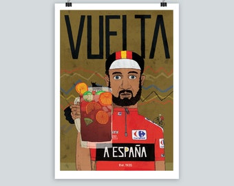 Impresión artística de ciclismo, arte de carrera ciclista del Gran Tour de España, obra de arte de bicicleta, regalo de arte mural de ciclismo