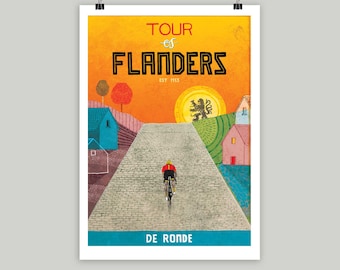 Ronde van Vlaanderen kunstprint: Belgische wielerwedstrijdposter, Wielermonumenten