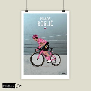 Cycle Art Print, arte Primož Roglič, Vuelta a España - Vincitore del Giro d'Italia, regalo poster Roglič