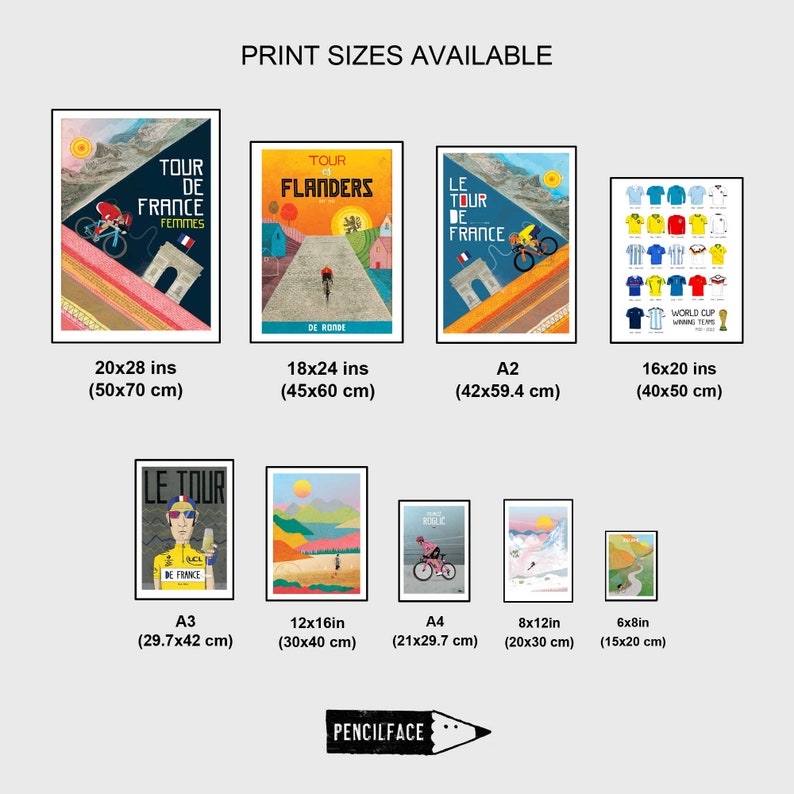 Poster print sizes available