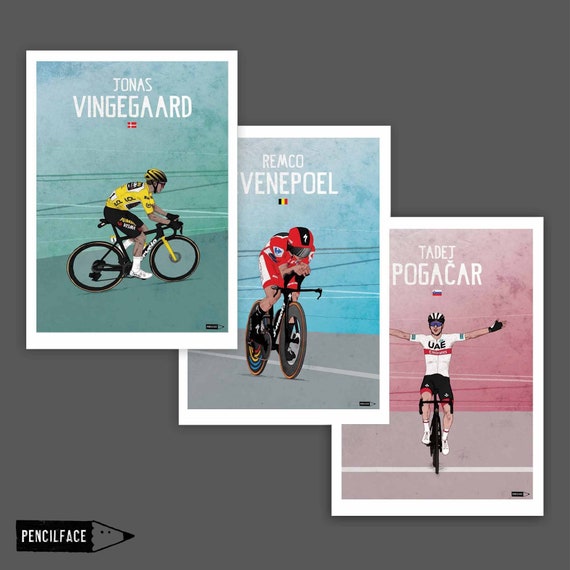 Cycling Art Prints X3, Pro Cyclists, Cycling Posters, Cycle Art - Etsy