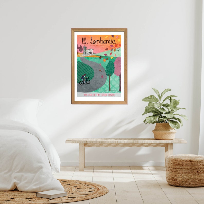 Cycling art print, Il Lombardia classic monument race poster, cycling artwork poster image 5