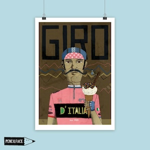 Impresión artística de ciclismo, póster de la carrera del gran tour del Giro de Italia, arte de carrera ciclista, ilustración de ciclismo