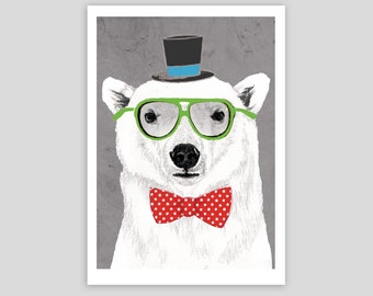 Polar Bear Art Print - Kids Room Poster - Animal Print - various sizes