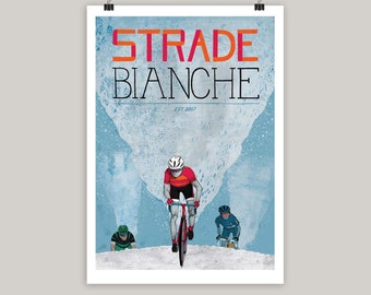 Strada Bianche Cycling Art Print: Tuscany Bike Race Poster, Spring Classics