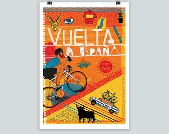 Impresión artística ciclista de la Vuelta a España: Póster del Gran Tour