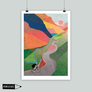 Stampa artistica di ciclismo, Stampa di passo di montagna, Ciclismo in montagna