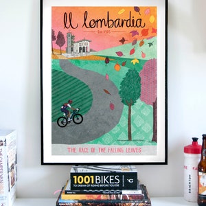 Cycling art print, Il Lombardia classic monument race poster, cycling artwork poster image 4