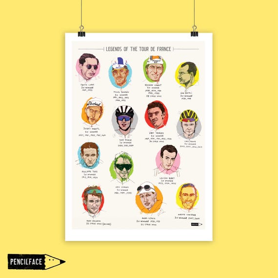 ツール・ド・フランス サイクリングアートプリント：レジェンド